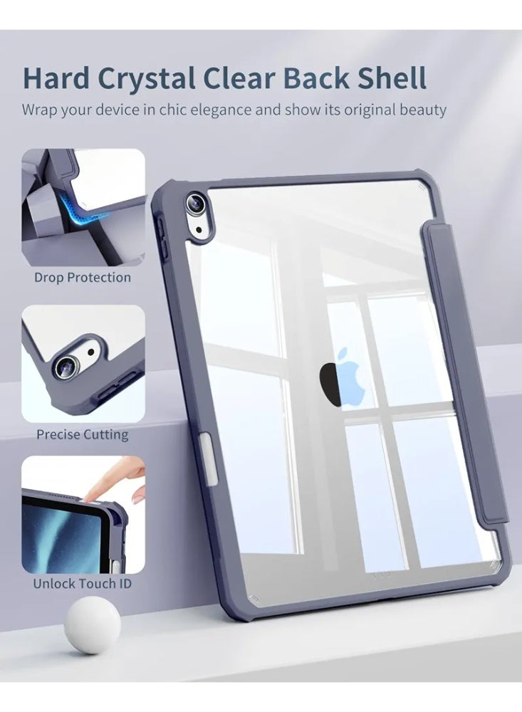 AMROAH حافظة لجهاز iPad (A16) الجيل الحادي عشر 11 بوصة 2025، iPad الجيل العاشر 10.9 بوصة 2022 مع حامل قلم، غلاف خلفي شفاف واضح مع غطاء مضاد للصدمات، وضع السكون التلقائي - Image 3